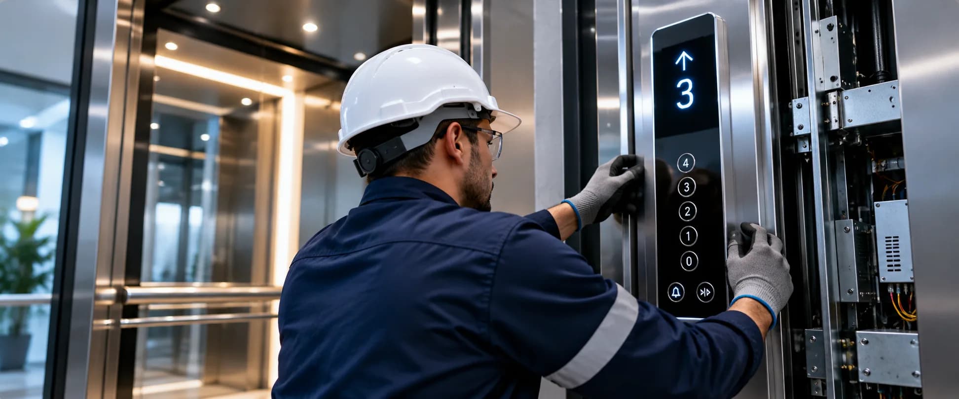 Painel moderno de elevador após modernização pela Ápice Elevadores