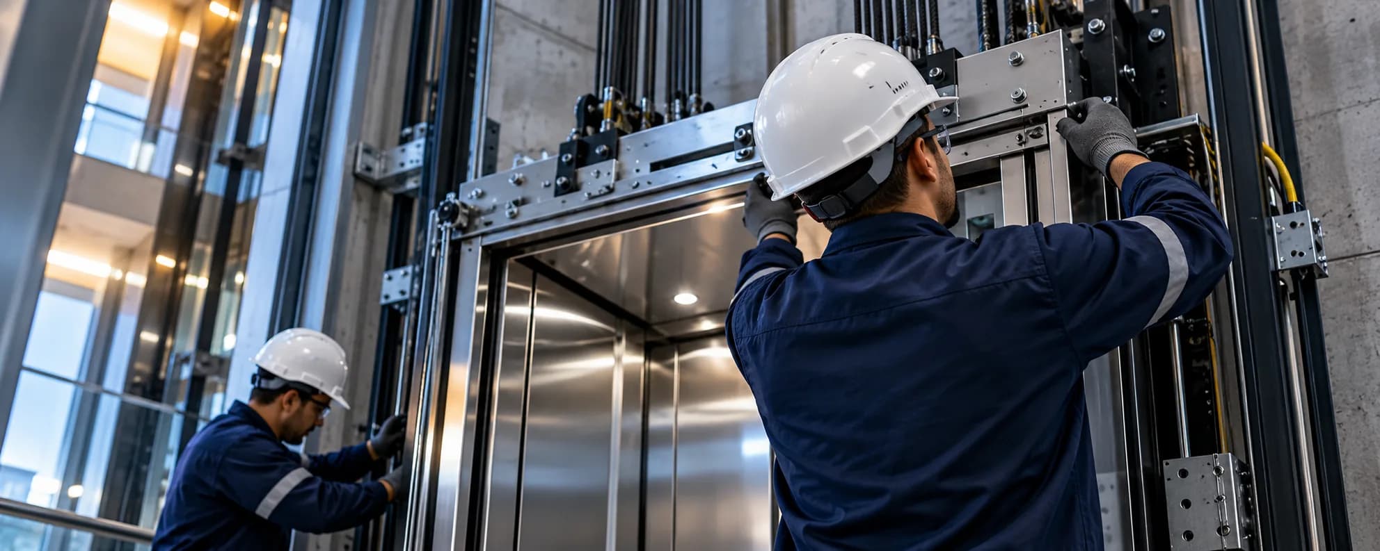 Instalação de elevador realizada pela equipe técnica da Ápice Elevadores